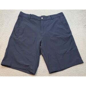 Crivit Shorts Mens 34 Navy Casual Flat Front Stretch Pockets Belt Loops